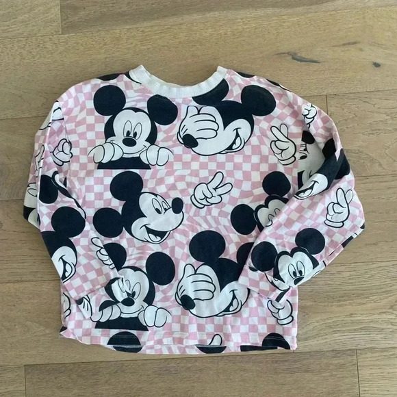 Zara Disney Checkered Long Sleeve Top Pink Size 11-12 Years - Picture 1 of 3